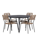 Break - Jídelní stůl kulatý - Černá / Černá - Alu / Aintwood - 120ø _1+ Lindos - Křeslo - Black Alu / Latte Latte _4