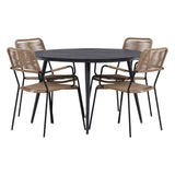 Break - Jídelní stůl kulatý - Černá / Černá - Alu / Aintwood - 120ø _1+ Lindos - Křeslo - Black Alu / Latte Latte _4