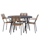 Break - Jídelní stůl kulatý - Černá / Černá - Alu / Aintwood - 120ø _1+ Lindos - Křeslo - Black Alu / Latte Latte _4