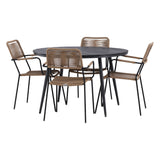 Break - Jídelní stůl kulatý - Černá / Černá - Alu / Aintwood - 120ø _1+ Lindos - Křeslo - Black Alu / Latte Latte _4