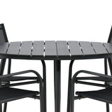 Break - Jídelní stůl kulatý - Černá / Černá - Alu / Aintwood - 120ø _1+ Křeslo Santorini (stohovatelné) - Černá alu / Černá textilie _4