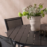 Break - Jídelní stůl kulatý - Černá / Černá - Alu / Aintwood - 120ø _1+ Křeslo Santorini (stohovatelné) - Černá alu / Černá textilie _4