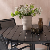 Break - Jídelní stůl kulatý - Černá / Černá - Alu / Aintwood - 120ø _1+ Křeslo Santorini (stohovatelné) - Černá alu / Černá textilie _4