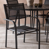 Break - Jídelní stůl kulatý - Černá / Černá - Alu / Aintwood - 120ø _1+ Křeslo Santorini (stohovatelné) - Černá alu / Černá textilie _4