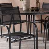 Break - Jídelní stůl kulatý - Černá / Černá - Alu / Aintwood - 120ø _1+ Křeslo Santorini (stohovatelné) - Černá alu / Černá textilie _4