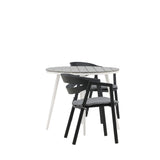 Break - Jídelní stůl kulatý - Bílá / Šedá - Alu / Aintwood - 90ø _1+ Štěrbina - Jídelní židle vč. Polštář - Černá / Šedá - Hliník - _2