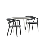 Break - Jídelní stůl kulatý - Bílá / Šedá - Alu / Aintwood - 90ø _1+ Štěrbina - Jídelní židle vč. Polštář - Černá / Šedá - Hliník - _2