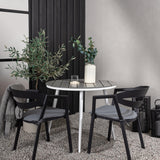 Break - Jídelní stůl kulatý - Bílá / Šedá - Alu / Aintwood - 90ø _1+ Štěrbina - Jídelní židle vč. Polštář - Černá / Šedá - Hliník - _2