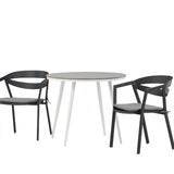 Break - Jídelní stůl kulatý - Bílá / Šedá - Alu / Aintwood - 90ø _1+ Štěrbina - Jídelní židle vč. Polštář - Černá / Šedá - Hliník - _2