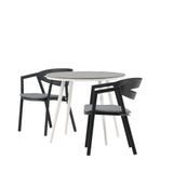 Break - Jídelní stůl kulatý - Bílá / Šedá - Alu / Aintwood - 90ø _1+ Štěrbina - Jídelní židle vč. Polštář - Černá / Šedá - Hliník - _2
