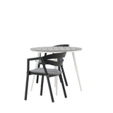 Break - Jídelní stůl kulatý - Bílá / Šedá - Alu / Aintwood - 90ø _1+ Štěrbina - Jídelní židle vč. Polštář - Černá / Šedá - Hliník - _2