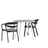Break - Jídelní stůl kulatý - Bílá / Šedá - Alu / Aintwood - 90ø _1+ Štěrbina - Jídelní židle vč. Polštář - Černá / Šedá - Hliník - _2