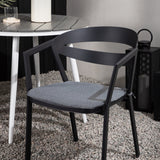 Break - Jídelní stůl kulatý - Bílá / Šedá - Alu / Aintwood - 90ø _1+ Štěrbina - Jídelní židle vč. Polštář - Černá / Šedá - Hliník - _2