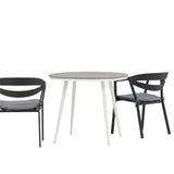 Break - Jídelní stůl kulatý - Bílá / Šedá - Alu / Aintwood - 90ø _1+ Štěrbina - Jídelní židle vč. Polštář - Černá / Šedá - Hliník - _2