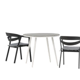 Break - Jídelní stůl kulatý - Bílá / Šedá - Alu / Aintwood - 90ø _1+ Štěrbina - Jídelní židle vč. Polštář - Černá / Šedá - Hliník - _2