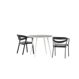 Break - Jídelní stůl kulatý - Bílá / Šedá - Alu / Aintwood - 90ø _1+ Štěrbina - Jídelní židle vč. Polštář - Černá / Šedá - Hliník - _2