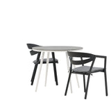 Break - Jídelní stůl kulatý - Bílá / Šedá - Alu / Aintwood - 90ø _1+ Štěrbina - Jídelní židle vč. Polštář - Černá / Šedá - Hliník - _2