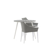 Break - Jídelní stůl kulatý- Bílá / Šedá - Alu / Aintwood - 90ø _1+ Spoga - Jídelní židle- Bílá / Šedá - - _2