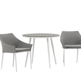 Break - Jídelní stůl kulatý- Bílá / Šedá - Alu / Aintwood - 90ø _1+ Spoga - Jídelní židle- Bílá / Šedá - - _2