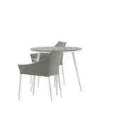 Break - Jídelní stůl kulatý- Bílá / Šedá - Alu / Aintwood - 90ø _1+ Spoga - Jídelní židle- Bílá / Šedá - - _2