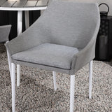 Break - Jídelní stůl kulatý- Bílá / Šedá - Alu / Aintwood - 90ø _1+ Spoga - Jídelní židle- Bílá / Šedá - - _2