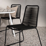 Break - Jídelní stůl kulatý - Bílá / Šedá - Alu / Aintwood - 120ø _1+ Lindos Stohovací židle - Černá Alu / Černé lano _4