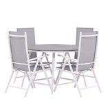 Break - Jídelní stůl kulatý- Bílá / Šedá - Alu / Aintwood - 120ø _1+ Break 5:pos Židle - Bílá/Šedá _4