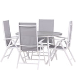 Break - Jídelní stůl kulatý- Bílá / Šedá - Alu / Aintwood - 120ø _1+ Break 5:pos Židle - Bílá/Šedá _4