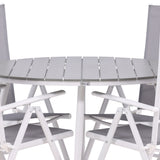 Break - Jídelní stůl kulatý- Bílá / Šedá - Alu / Aintwood - 120ø _1+ Break 5:pos Židle - Bílá/Šedá _4