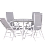 Break - Jídelní stůl kulatý- Bílá / Šedá - Alu / Aintwood - 120ø _1+ Break 5:pos Židle - Bílá/Šedá _4
