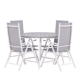 Break - Jídelní stůl kulatý- Bílá / Šedá - Alu / Aintwood - 120ø _1+ Break 5:pos Židle - Bílá/Šedá _4