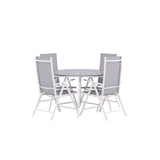 Break - Jídelní stůl kulatý- Bílá / Šedá - Alu / Aintwood - 120ø _1+ Break 5:pos Židle - Bílá/Šedá _4