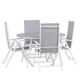 Break - Jídelní stůl kulatý- Bílá / Šedá - Alu / Aintwood - 120ø _1+ Break 5:pos Židle - Bílá/Šedá _4