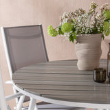 Break - Jídelní stůl kulatý- Bílá / Šedá - Alu / Aintwood - 120ø _1+ Break 5:pos Židle - Bílá/Šedá _4