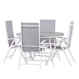 Break - Jídelní stůl kulatý- Bílá / Šedá - Alu / Aintwood - 120ø _1+ Break 5:pos Židle - Bílá/Šedá _4