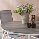 Break - Jídelní stůl kulatý- Bílá / Šedá - Alu / Aintwood - 120ø _1+ Break 5:pos Židle - Bílá/Šedá _4