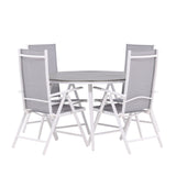 Break - Jídelní stůl kulatý- Bílá / Šedá - Alu / Aintwood - 120ø _1+ Break 5:pos Židle - Bílá/Šedá _4