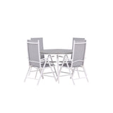 Break - Jídelní stůl kulatý- Bílá / Šedá - Alu / Aintwood - 120ø _1+ Break 5:pos Židle - Bílá/Šedá _4