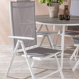 Break - Jídelní stůl kulatý- Bílá / Šedá - Alu / Aintwood - 120ø _1+ Break 5:pos Židle - Bílá/Šedá _4