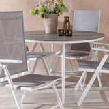 Break - Jídelní stůl kulatý- Bílá / Šedá - Alu / Aintwood - 120ø _1+ Break 5:pos Židle - Bílá/Šedá _4