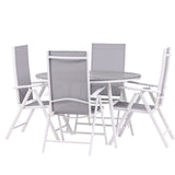 Break - Jídelní stůl kulatý- Bílá / Šedá - Alu / Aintwood - 120ø _1+ Break 5:pos Židle - Bílá/Šedá _4