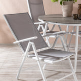 Break - Jídelní stůl kulatý- Bílá / Šedá - Alu / Aintwood - 120ø _1+ Break 5:pos Židle - Bílá/Šedá _4