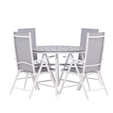 Break - Jídelní stůl kulatý- Bílá / Šedá - Alu / Aintwood - 120ø _1+ Break 5:pos Židle - Bílá/Šedá _4