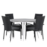 Break - Jídelní stůl kulatý - Bílá / Šedá - Alu / Aintwood - 120ø _1+ Židle Anna - Černá _4