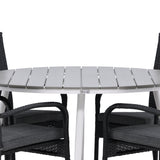 Break - Jídelní stůl kulatý - Bílá / Šedá - Alu / Aintwood - 120ø _1+ Židle Anna - Černá _4