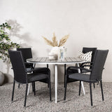 Break - Jídelní stůl kulatý - Bílá / Šedá - Alu / Aintwood - 120ø _1+ Židle Anna - Černá _4