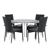 Break - Jídelní stůl kulatý - Bílá / Šedá - Alu / Aintwood - 120ø _1+ Židle Anna - Černá _4