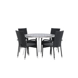 Break - Jídelní stůl kulatý - Bílá / Šedá - Alu / Aintwood - 120ø _1+ Židle Anna - Černá _4