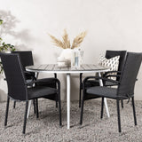 Break - Jídelní stůl kulatý - Bílá / Šedá - Alu / Aintwood - 120ø _1+ Židle Anna - Černá _4