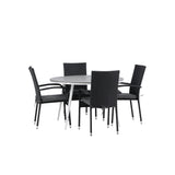 Break - Jídelní stůl kulatý - Bílá / Šedá - Alu / Aintwood - 120ø _1+ Židle Anna - Černá _4